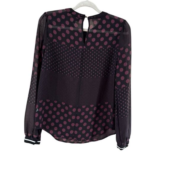 Who What Wear Black Brown Circle Sheer Blouse XS - Picture 3 of 9